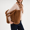 Sac shopper effet polaire camel femme
