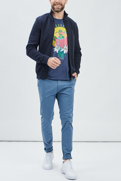 Gilet zippé avec col montant bleu marine homme