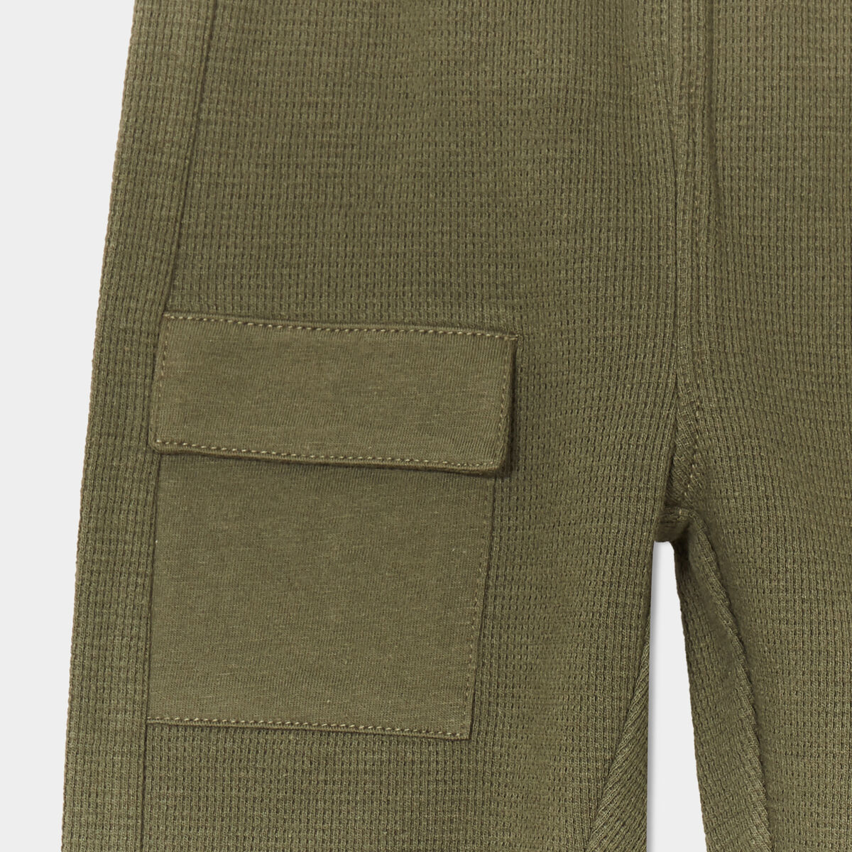 Pantalon droit bas resserré coton vert kaki bébé garçon