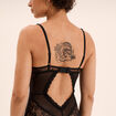 Body padd&eacute; en dentelle avec la&ccedil;age noir femme