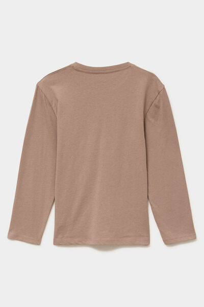 T-shirt manches longues coton taupe gar&ccedil;on