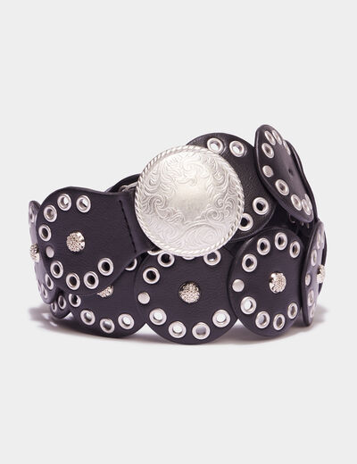 Ceinture avec oeillets noir femme