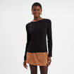 T-shirt col rond manches longues noir femme