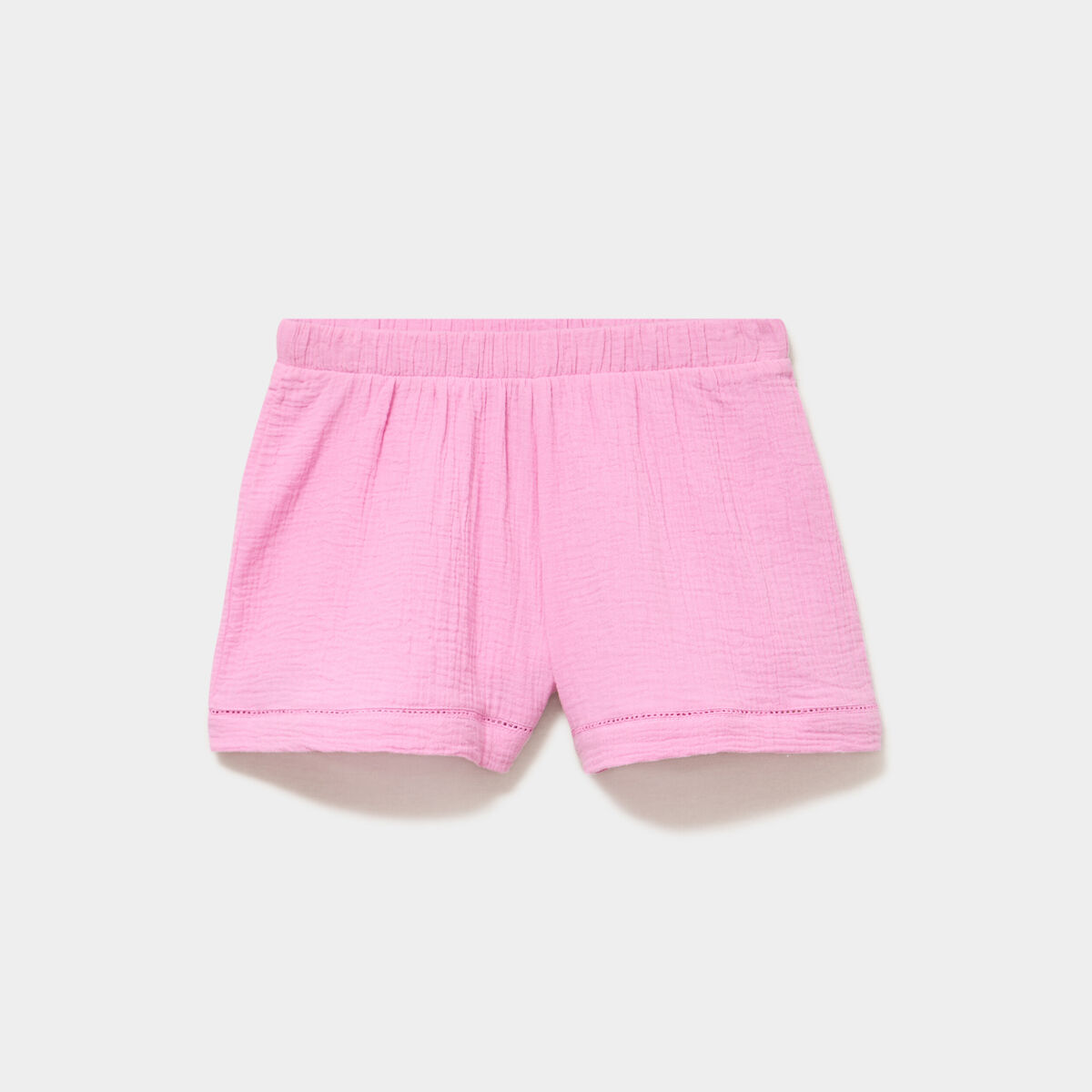 Bas de pyjama short gaze de coton rose femme