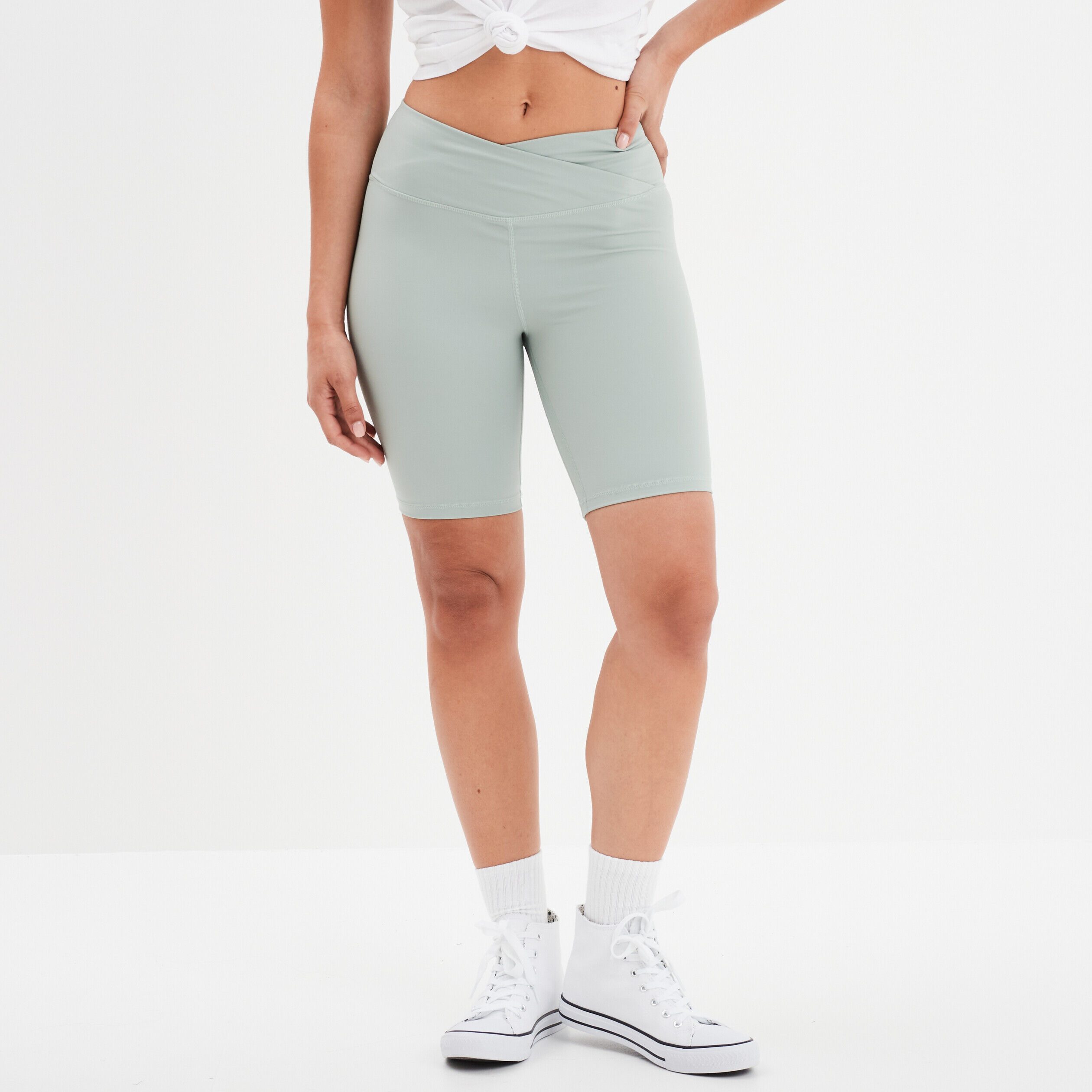 Legging cycliste stretch vert pastel femme LH