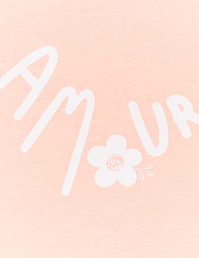 Ensemble 2 pièces t-shirt et short coton rose fluo bébé fille