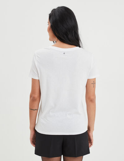 T-shirt manches courtes coton Liberto ecru femme