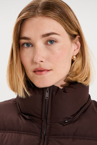 Doudoune &agrave; capuche zipp&eacute;e femme marron fonc&eacute; femme