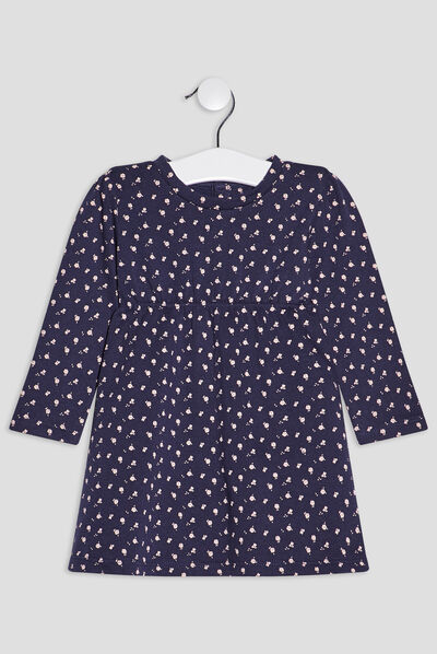 Robe droite molletonnée bleu marine bébé fille