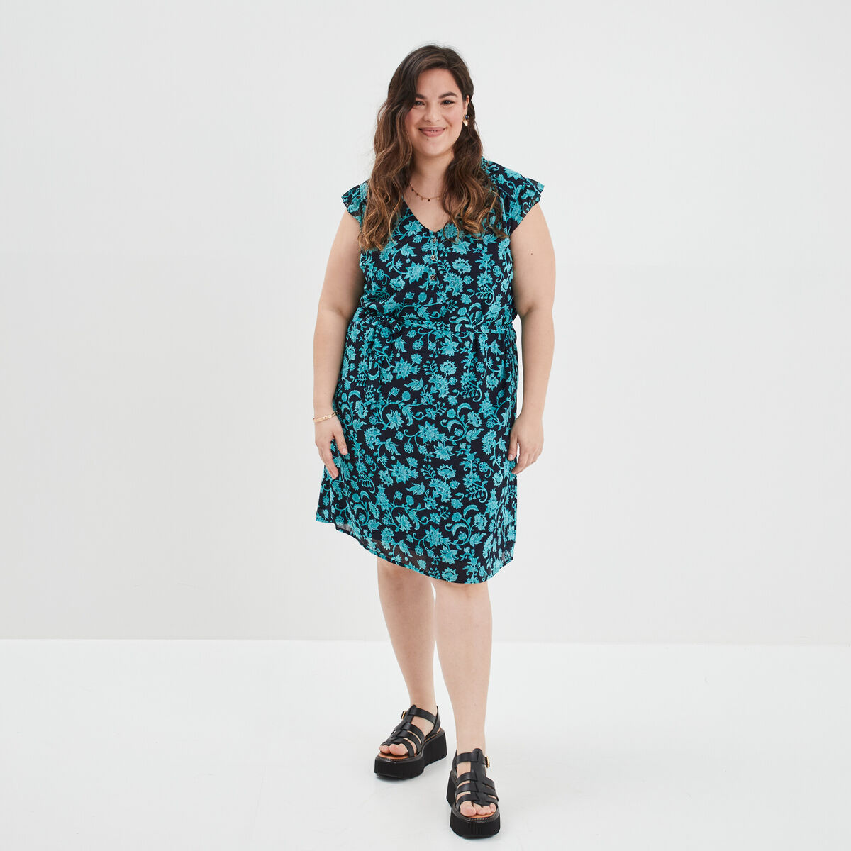 Robe droite sans manches bleu marine femme grande taille
