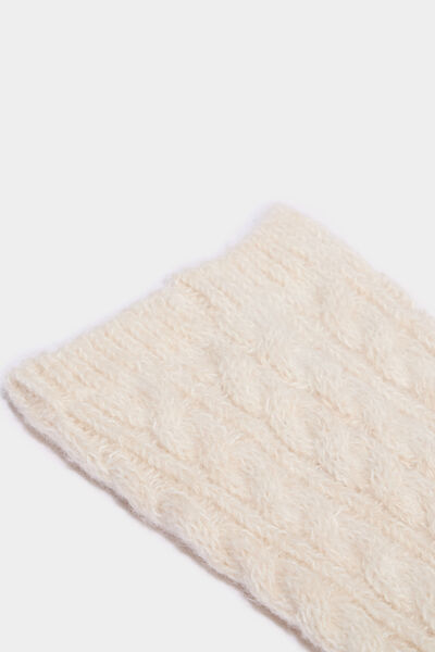 Lot 2 paires chaussettes torsades beige femme