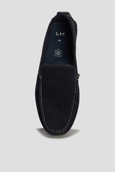 Mocassins en cuir bleu marine homme