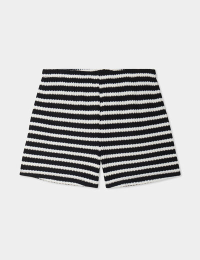 Short effet crochet noir femme