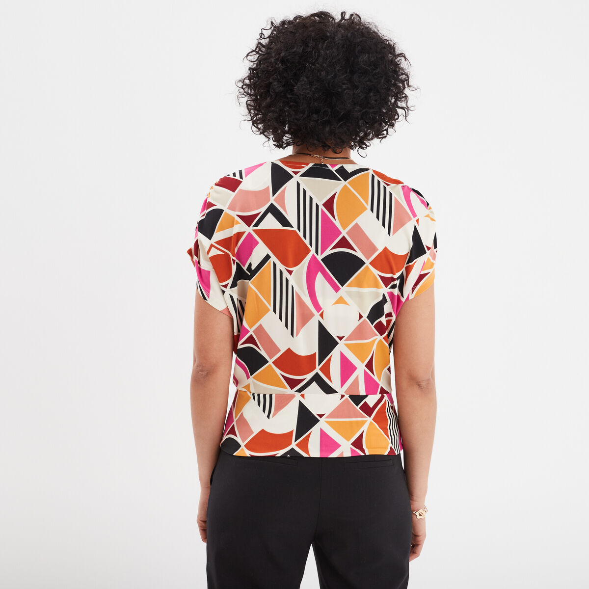T-shirt col cache-coeur Mosquitos multicolore femme