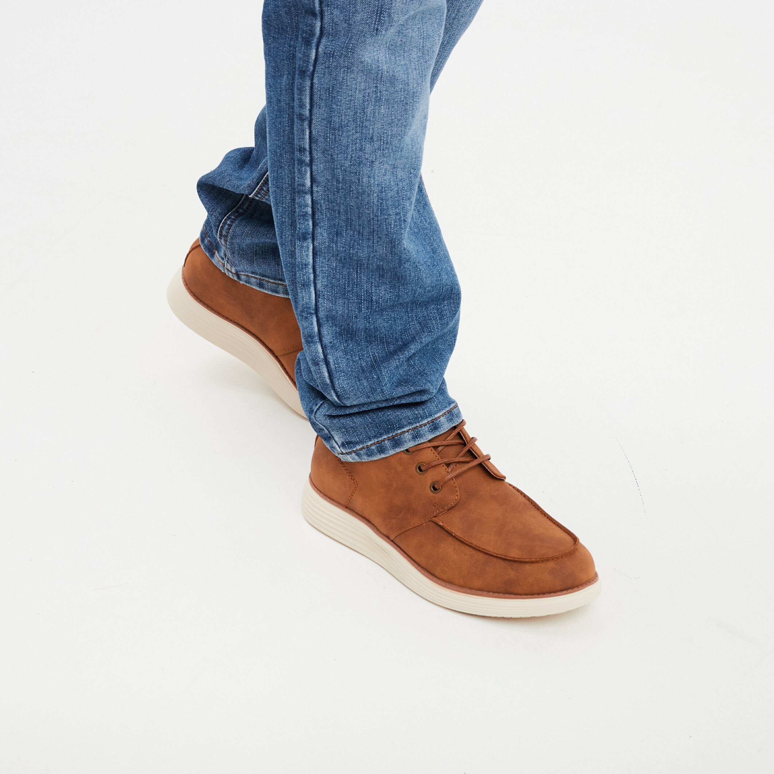 Boots à lacets semelle épaisse marron clair homme LH