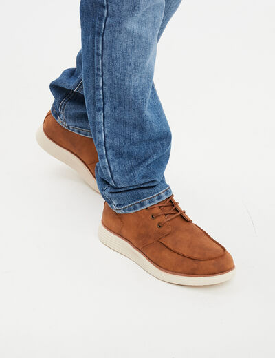 Boots à lacets semelle épaisse marron clair homme