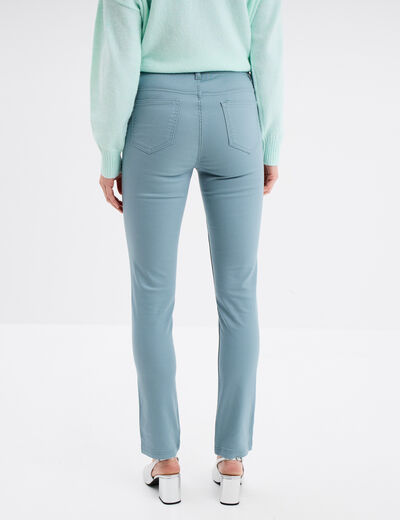 Pantalon slim en coton elasthanne gris femme