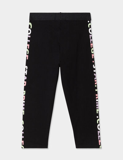 Legging corsaire taille élastiquée noir fille