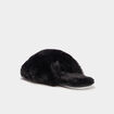 Mules fausse fourrure noir femme