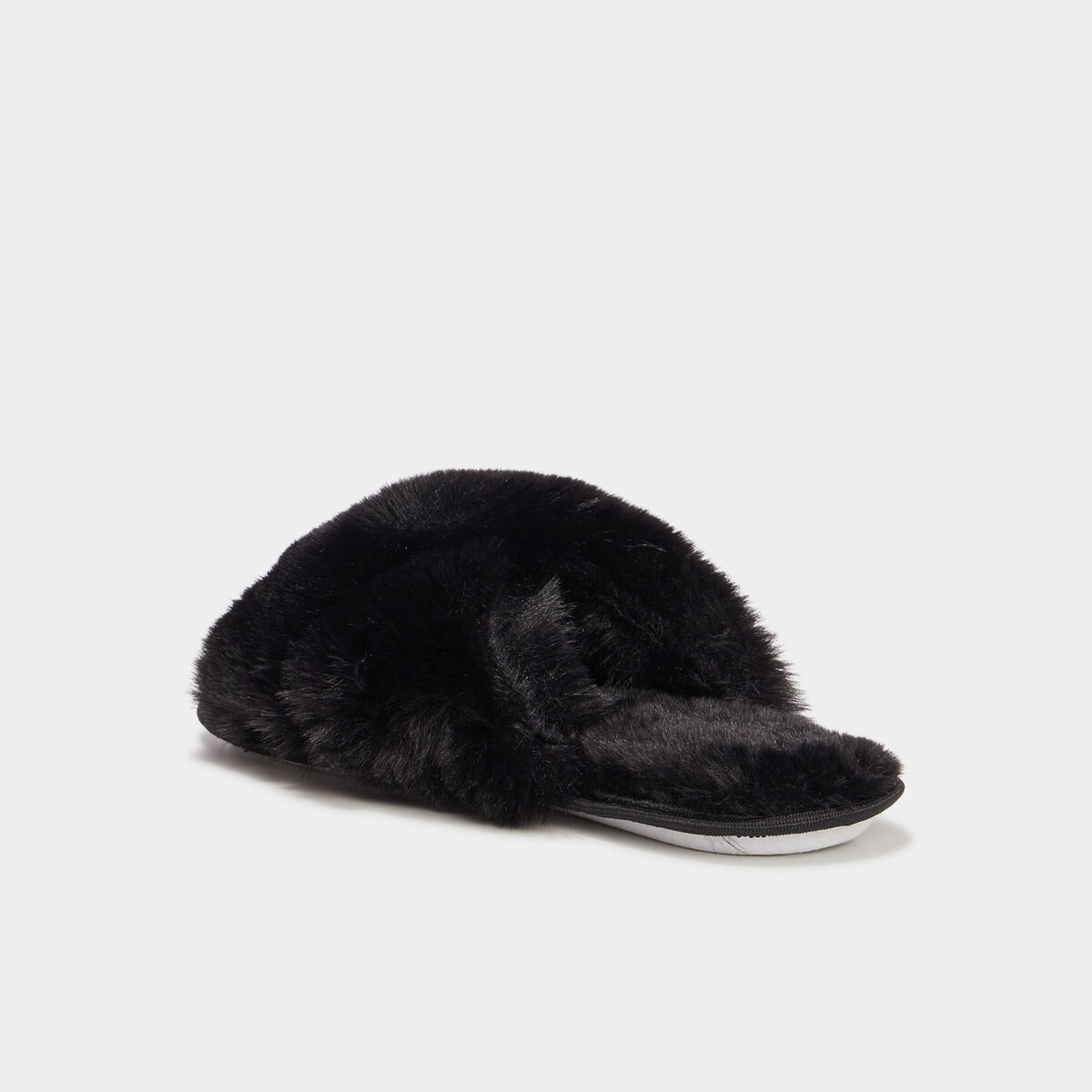 Mules fausse fourrure noir femme