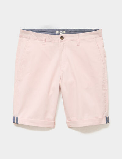 Bermuda short chino straight stretch rose pastel homme