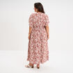 Robe longue fluide manches 3/4 terracotta femme grande taille