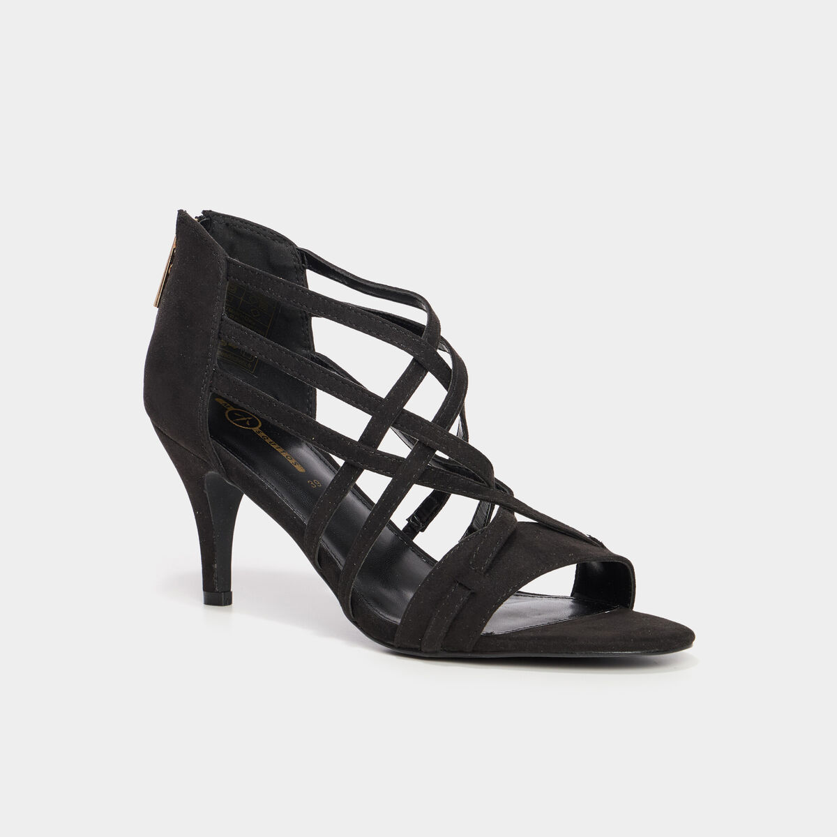 Sandales &agrave; talons 8 cm noir femme