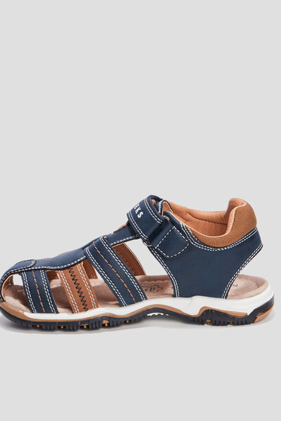 Sandales semelle crant&eacute;e bleu gar&ccedil;on