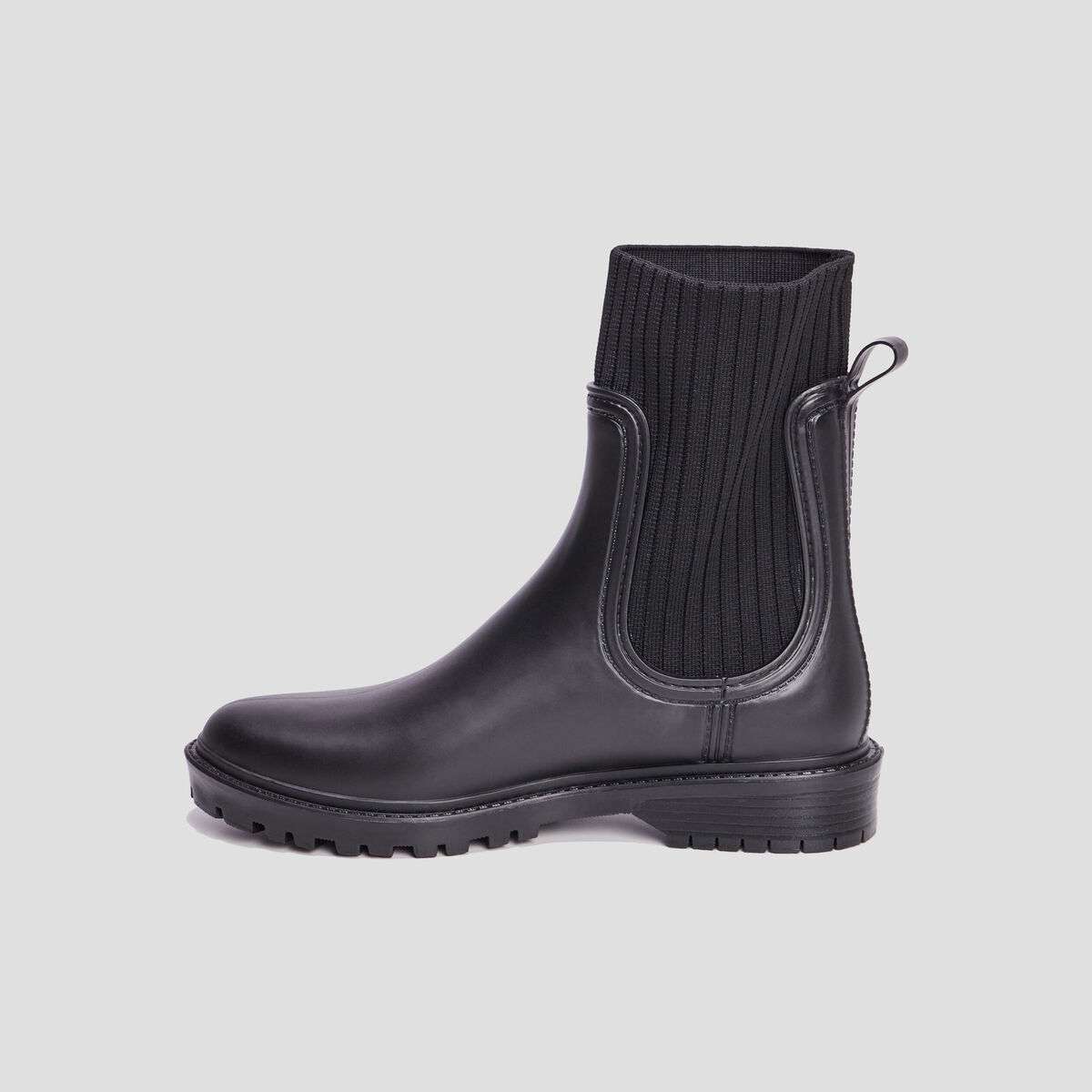 Bottes de pluie façon chaussette noir femme