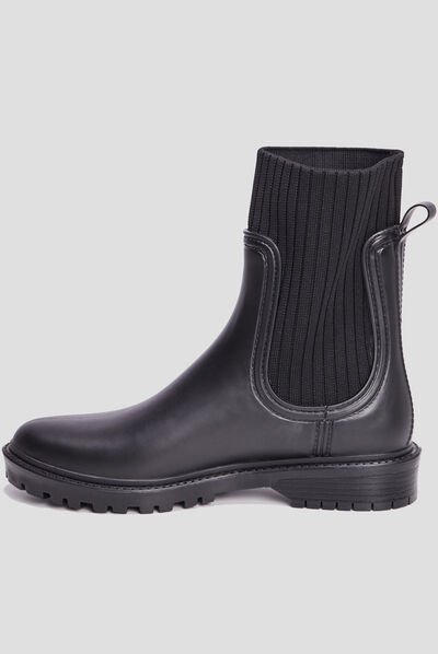 Bottes de pluie façon chaussette noir femme