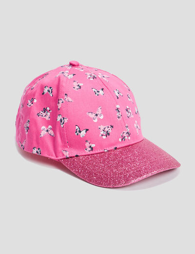 Casquette à paillettes rose fushia fille