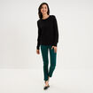 Pull col rond manches longues noir femme