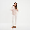 Veste de pyjama effet velours &agrave; capuche vieux rose femme