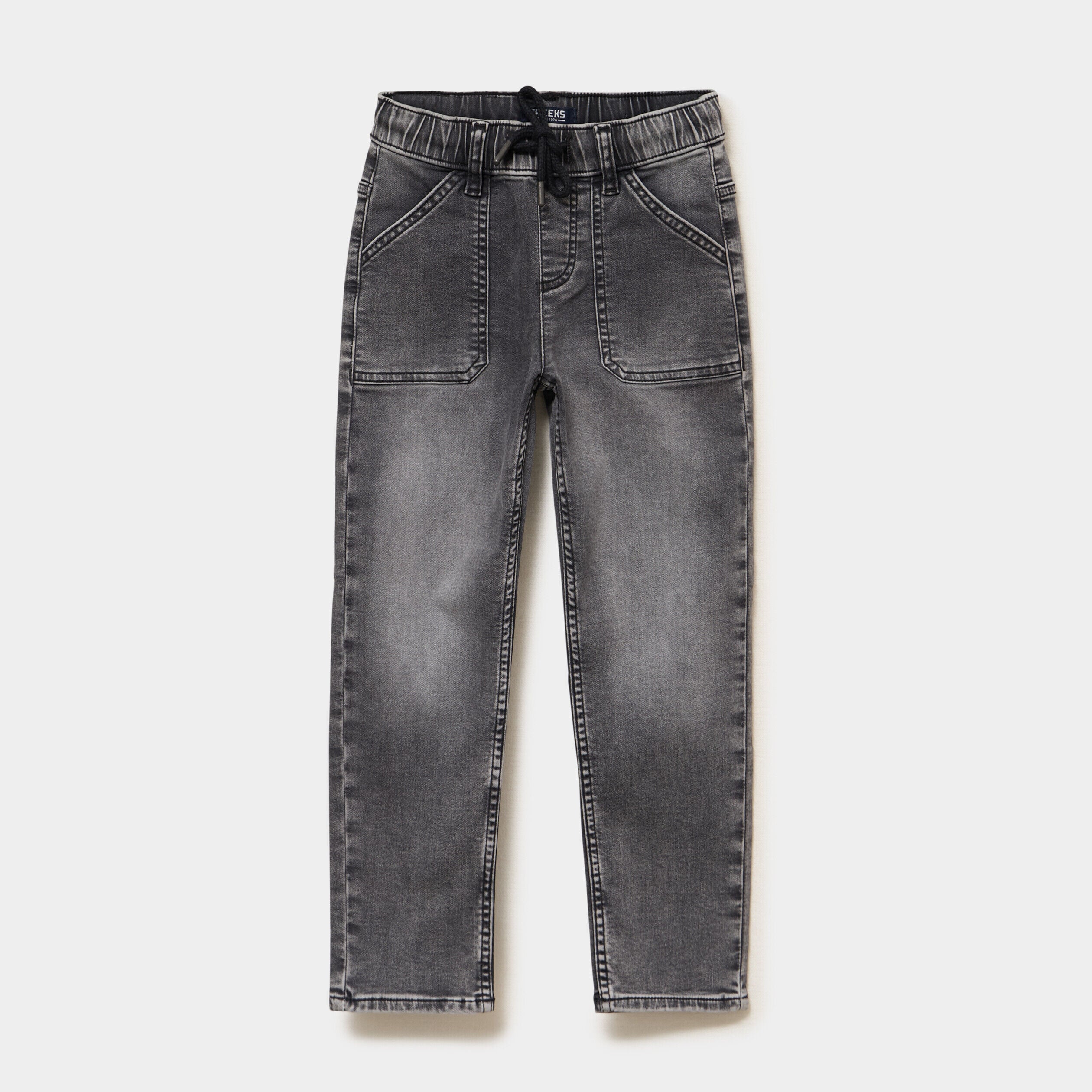 Jeans jogger droit taille élastiquée denim gris garçon CREEKS