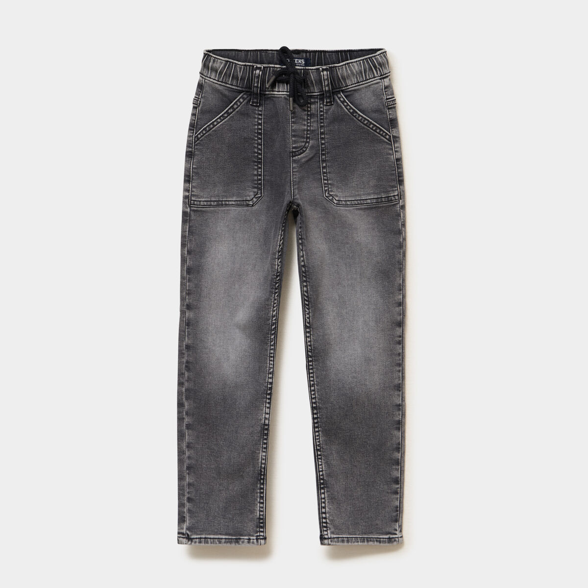 Jeans jogger droit taille &eacute;lastiqu&eacute;e denim gris gar&ccedil;on