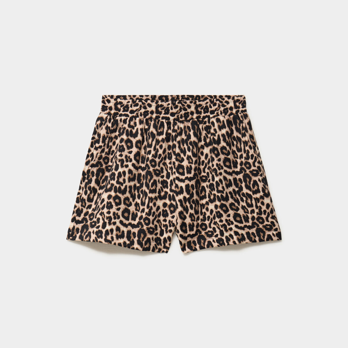 Short fluide taille &eacute;lastiqu&eacute;e beige femme