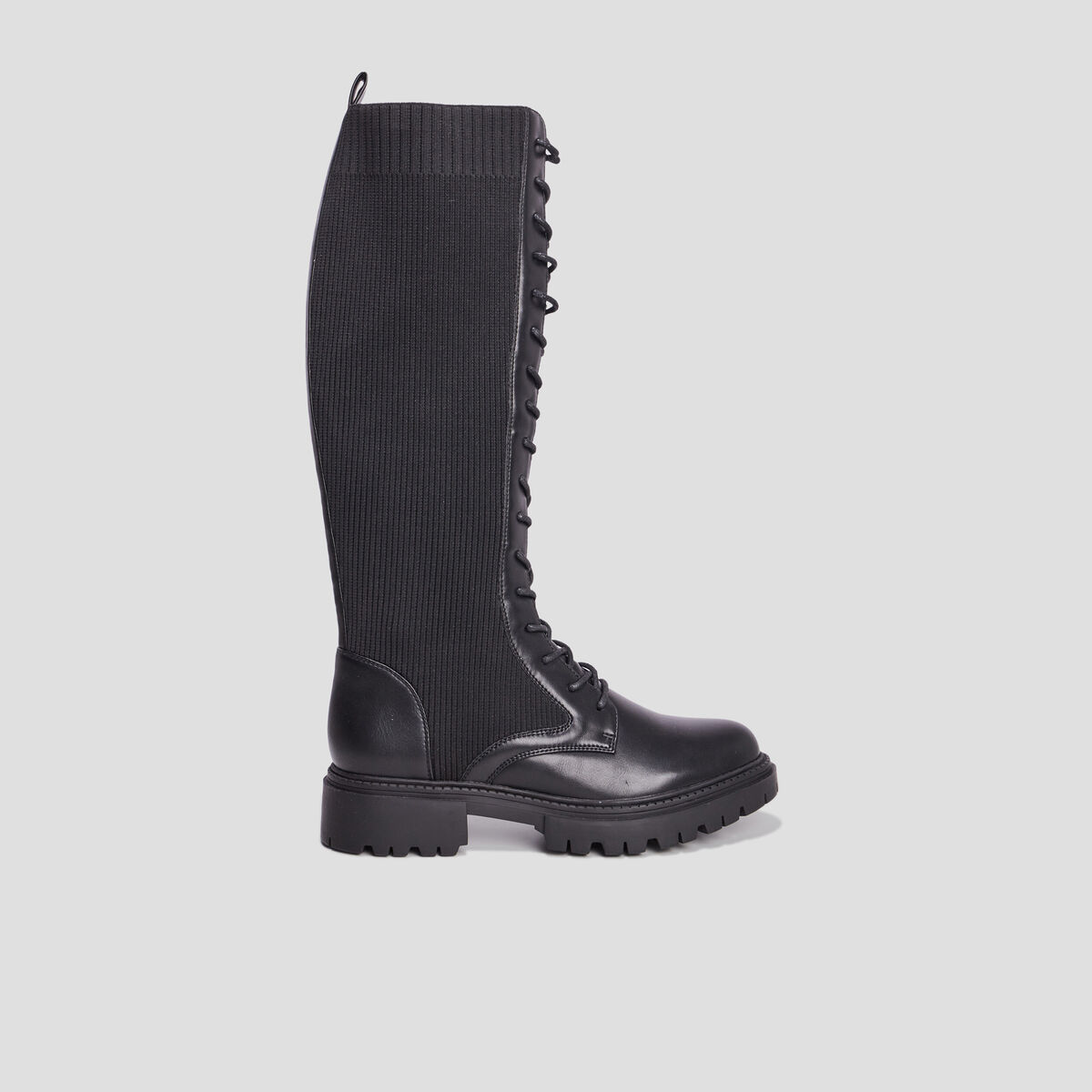 Bottes &agrave; lacets fa&ccedil;on chaussette noir femme