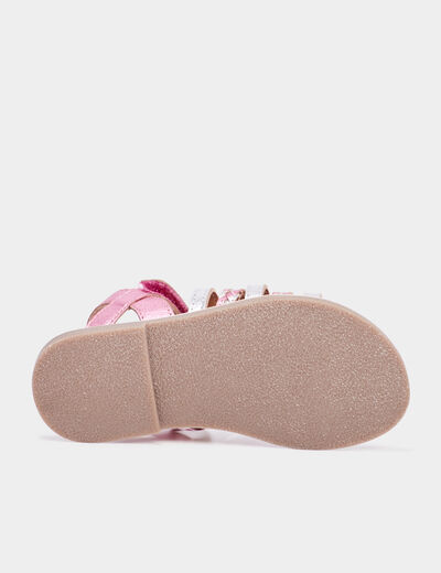 Sandales brides tressées en cuir Creeks rose fille