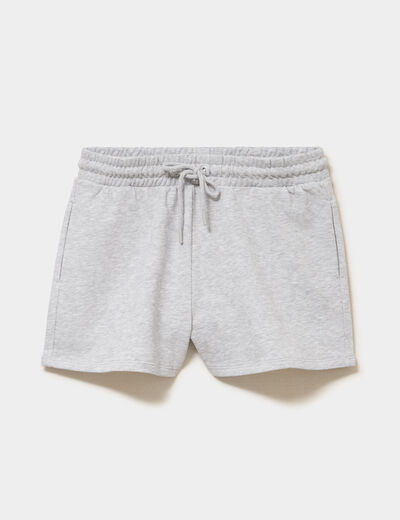 Short de jogging molletonn&eacute; ajust&eacute; gris clair femme