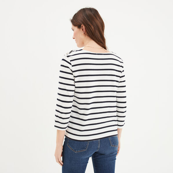 t shirt manches 34 col rond coton ecru femme T-shirt manches 3/4 col rond coton ecru femme