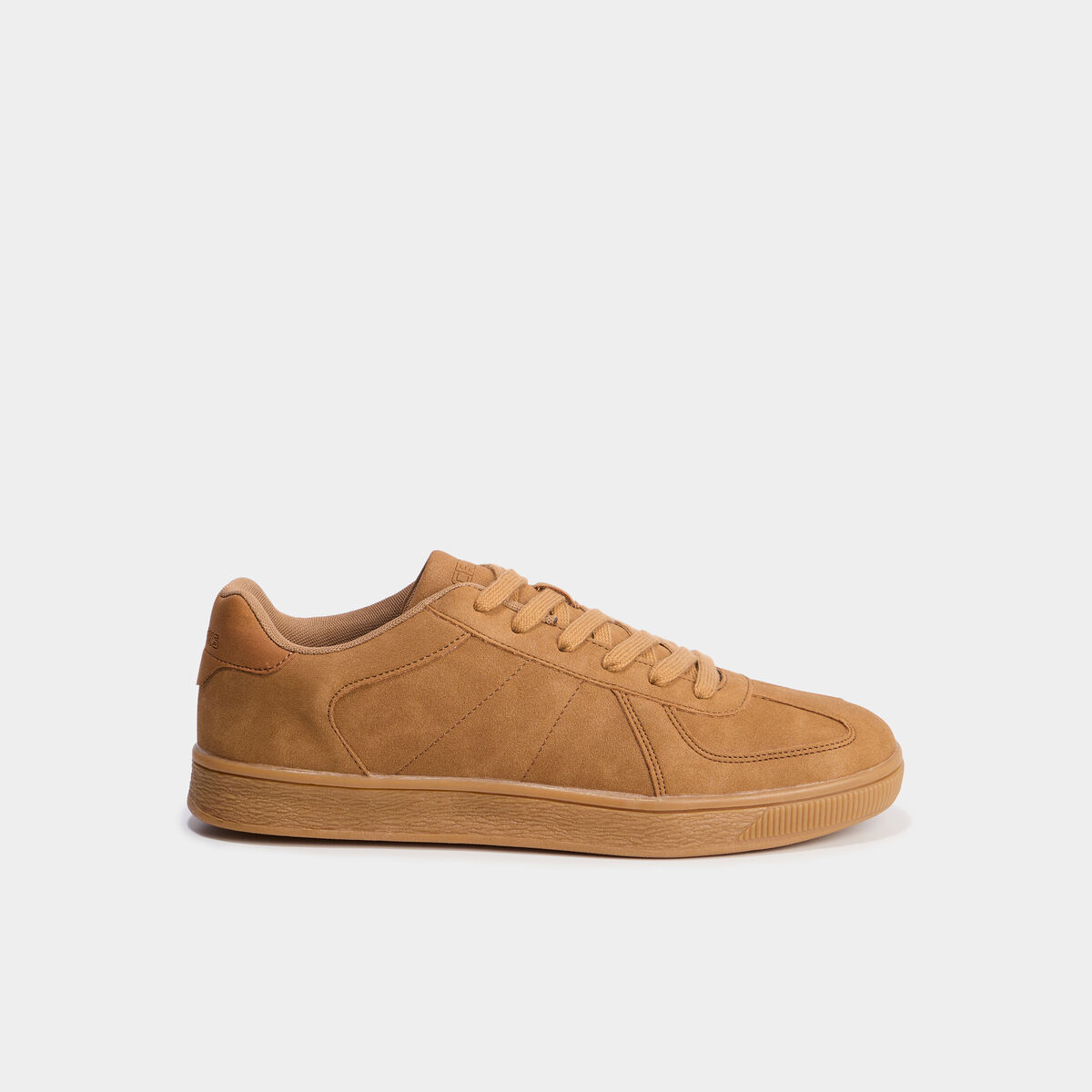 Tennis basses &agrave; lacets effet su&eacute;dine marron clair homme