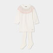 Ensemble robe pull et collants Creeks blanc b&eacute;b&eacute; fille