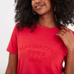 T-shirt cropped ajusté broderie Creeks rouge femme