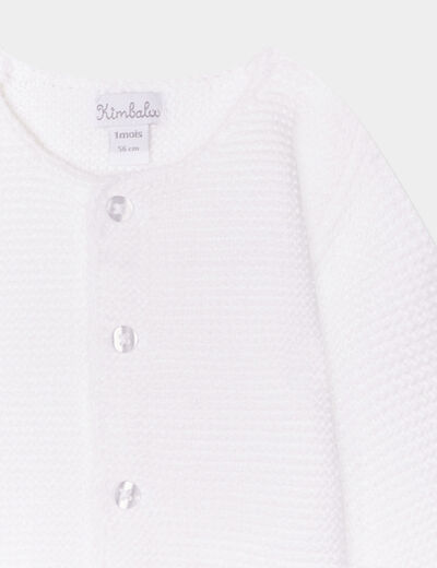 Gilet boutonné manches longues blanc bébé garçon