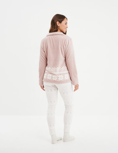 Ensemble pyjama effet polaire 3 pièces rose pastel femme