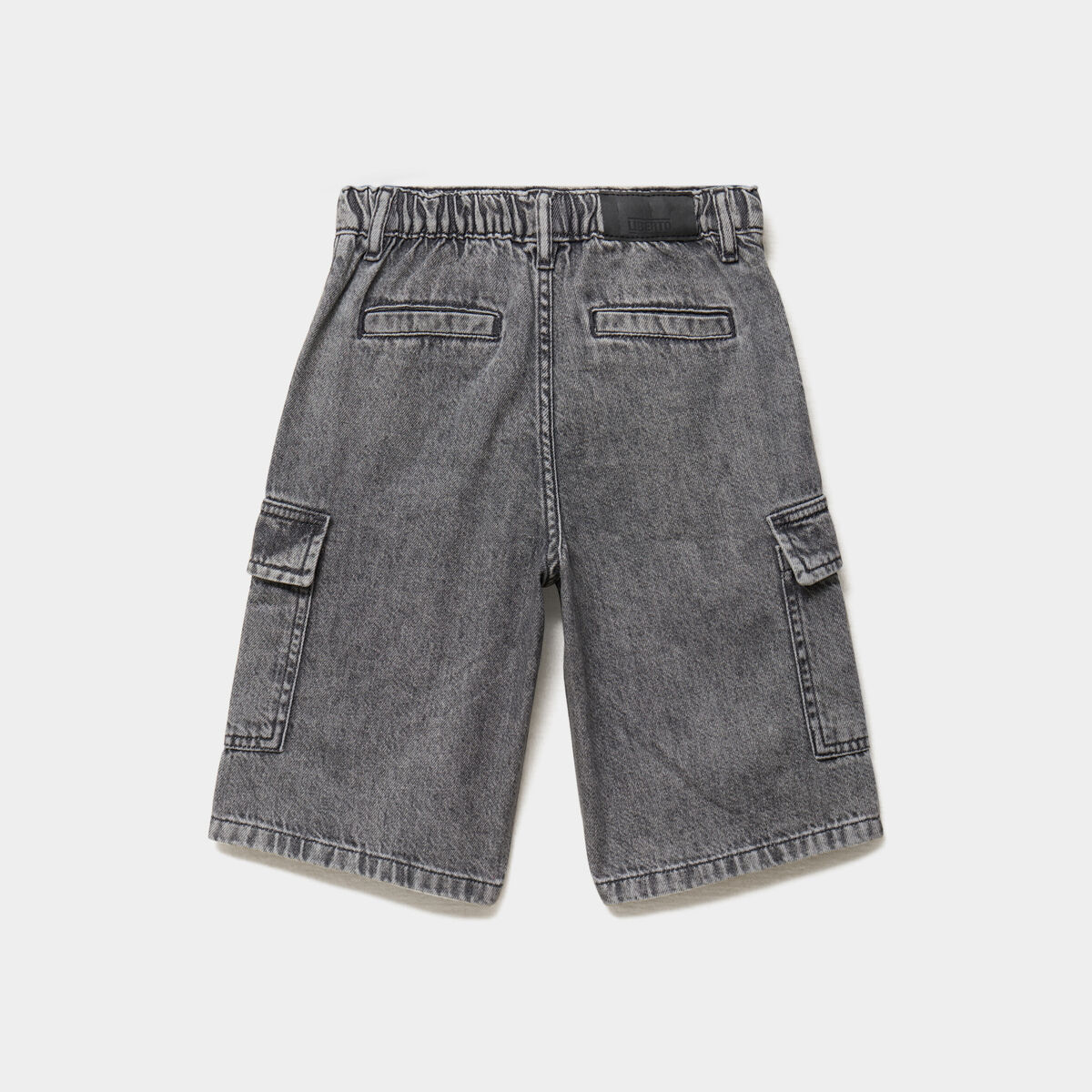 Bermuda en jean regular coton denim gris gar&ccedil;on