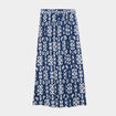 Jupe longue fluide cr&eacute;pon bleu marine femme