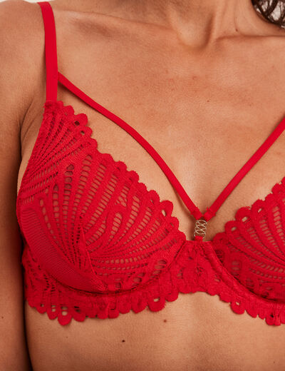 Soutien-gorge emboîtant dentelle rouge femme
