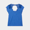 T-shirt épaules et dos macramé bleu roi femme