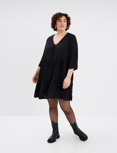 Robe fluide col en V noeud noir femme grande taille